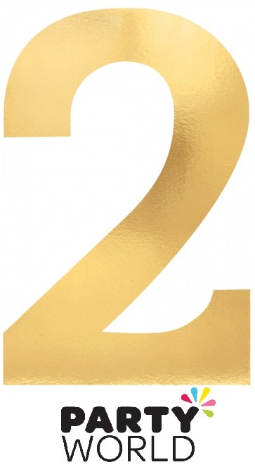 Gold Foil Cardboard Cutouts Number Two (6)