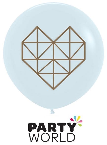 Gold Geometric Heart Latex 30cm Balloons (6)