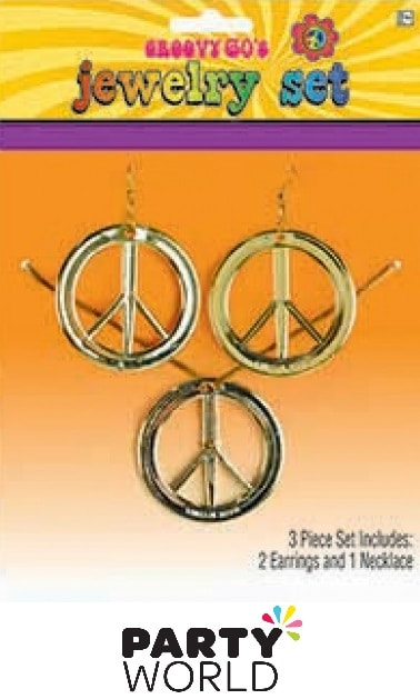 Groovy 60's Party Peace Sign Earrings (1 pair)