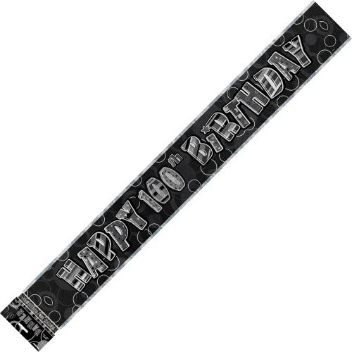 Birthday 100th Banner Black/Silver