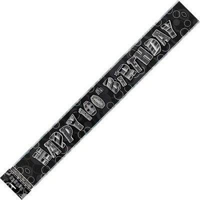 Birthday 100th Banner Black/Silver