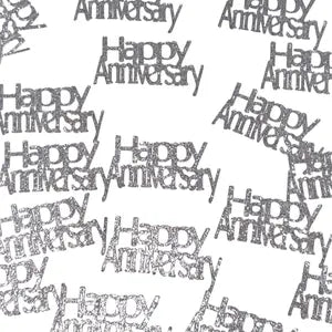 Scatter Confetti Happy Anniversary Silver