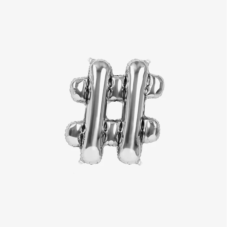 Silver Foil Hashtag Balloon 14in