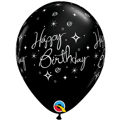 Uninflated - Balloon Single Happy Birthday Black