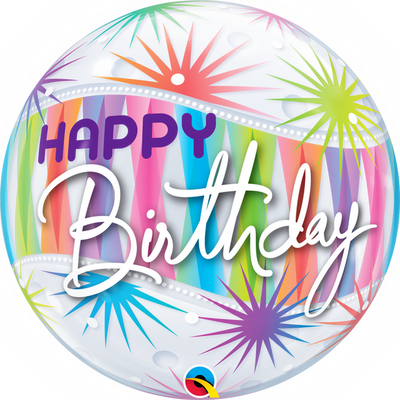Bubble Balloon 22" Happy Birthday Starblast