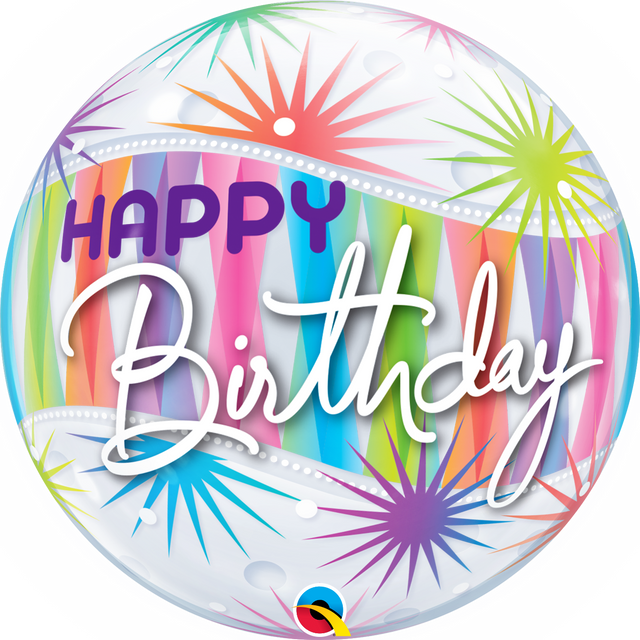 Bubble Balloon 22" Happy Birthday Starblast