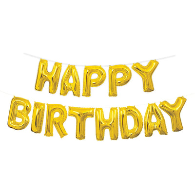Foil Balloon "HAPPY BIRTHDAY" Banner Gold *Air fill only*