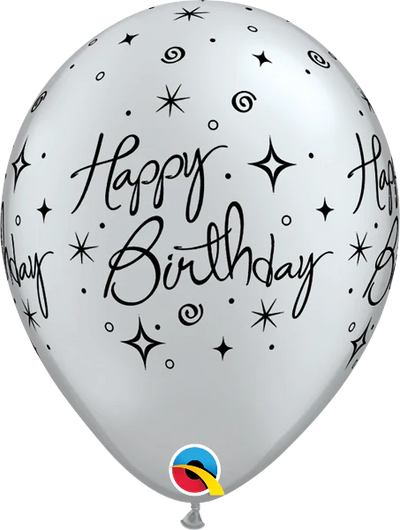 Uninflated - Balloon Single Happy Birthday Silver