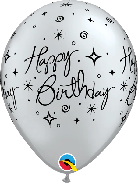 Uninflated - Balloon Single Happy Birthday Silver
