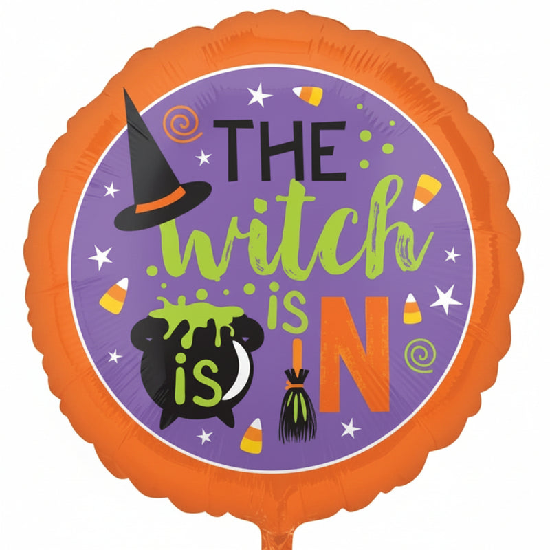 The Witch Is In Round Metallic Foil Balloon 45cm