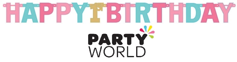 Happy 1st Birthday Pink & Gold Banner 2.13m