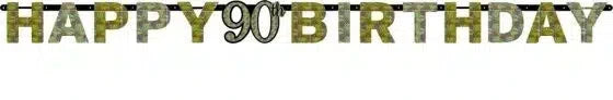 Happy 90th Birthday Prismatic Letter Banner