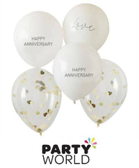50th Anniversary Gold And White Latex Balloons 30cm