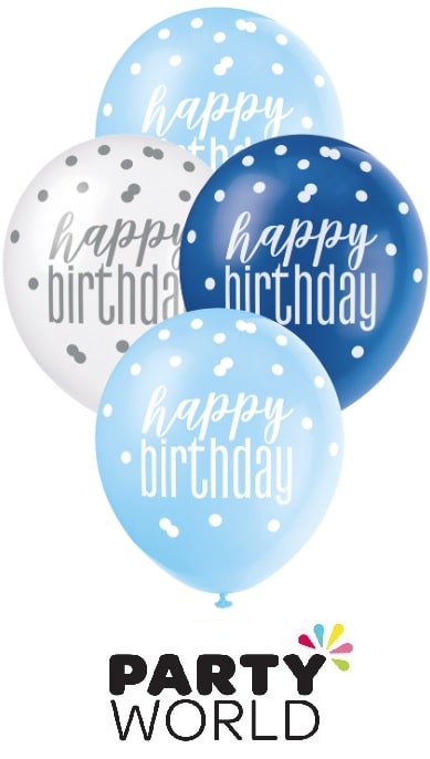 100th Birthday Assorted Black, Silver & White 30cm Latex Balloons (6)