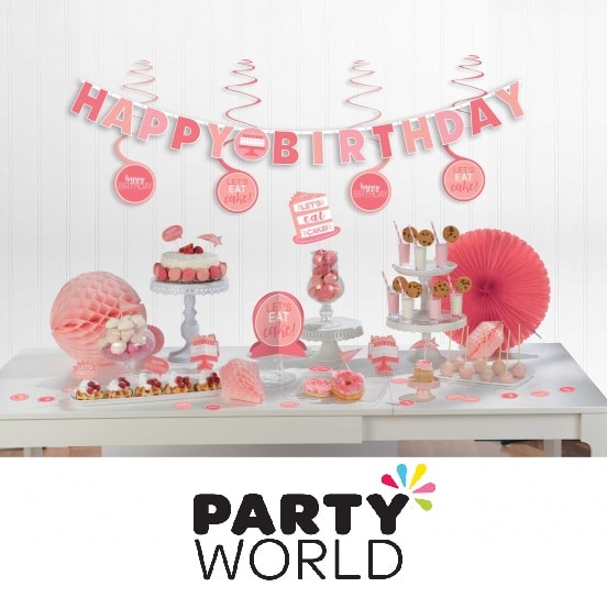 Happy Birthday Pink Party Room Decorations Kit (17pcs)