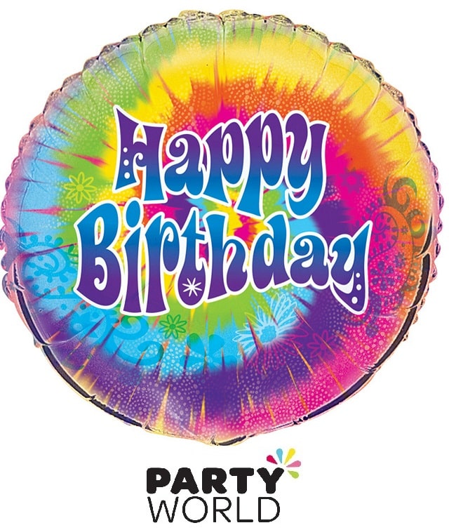 Happy Birthday Tie Dye Party Foil Balloon 45cm