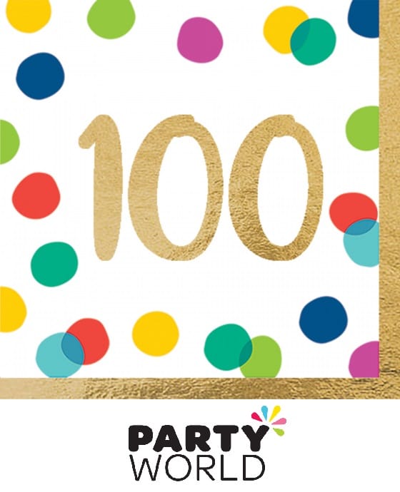 Happy Dots 100th Birthday Paper Luncheon Napkins (16)