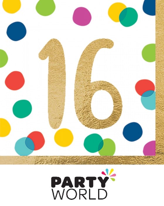 Happy Dots 16th Birthday Paper Luncheon Napkins (16)