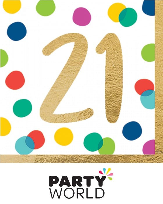 Happy Dots 21st Birthday Paper Luncheon Napkins (16)
