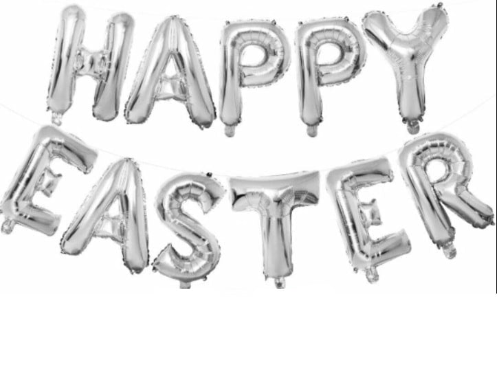 Happy Easter Silver Foil Balloon Banner