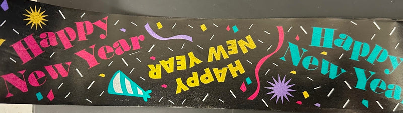 Happy New Year Ribbon 6.5 cm wide x 12 m long (or use as a banner)