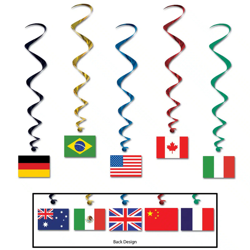 International Flags Hanging Decorations (5pk)