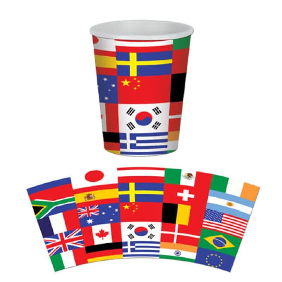 International Flags Paper 9oz Cups (8pk)