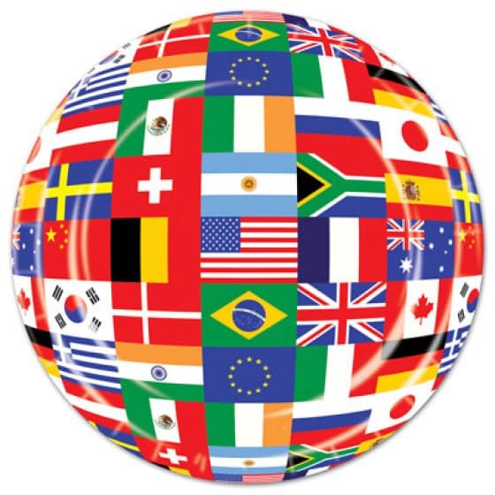 International Flags Round Paper 9in Plates (8pk)