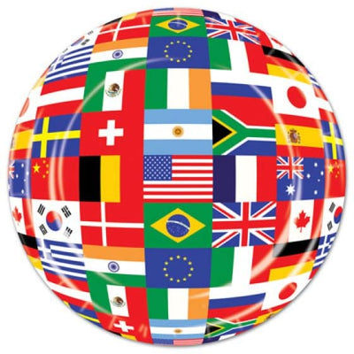 International Flags Round Paper 9in Plates (8pk)