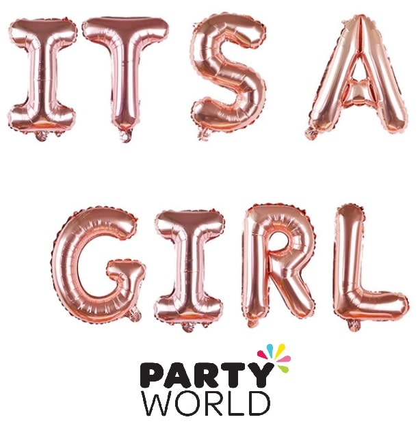 It's A Girl Rose Gold Balloon Banner