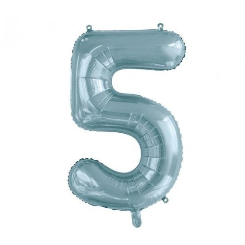 Giant Powder Blue Foil Number Balloon - 5