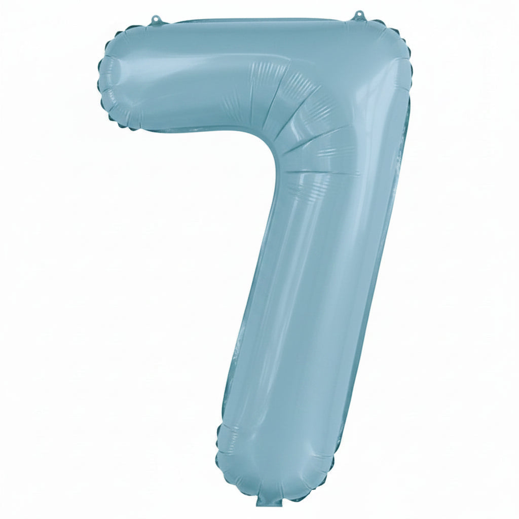 Giant Powder Blue Foil Number Balloon - 7 (Approx. 86cm)