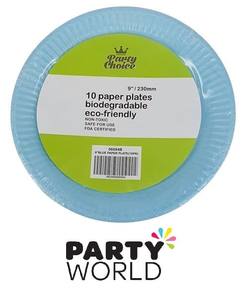 Light Blue Paper Party 9inch Eco Friendly Plates (10)