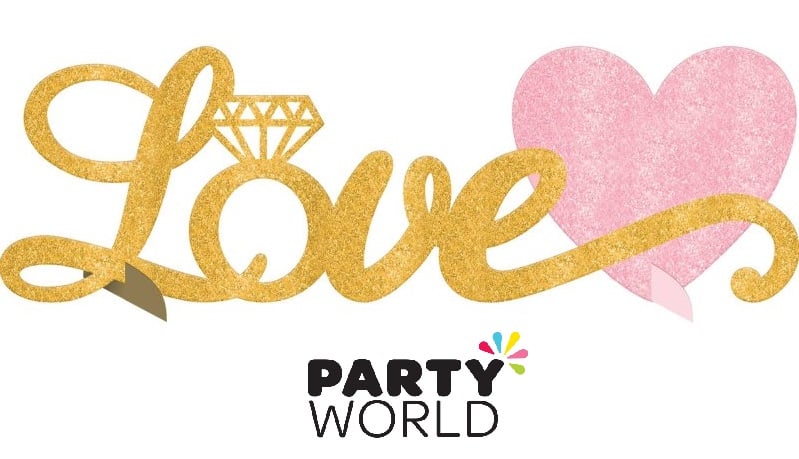 Love Glittered Table Decoration With Pink Heart