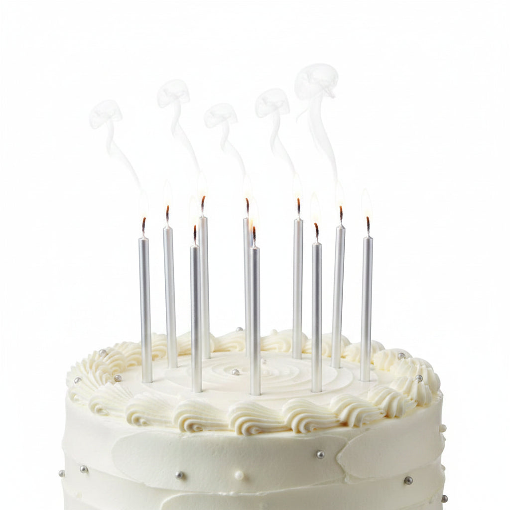 Candles Metallic Silver 12pk