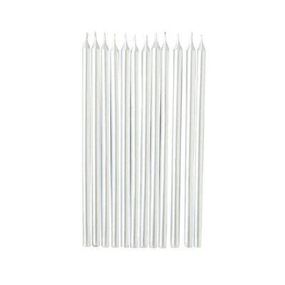 Candles Metallic Silver 12pk
