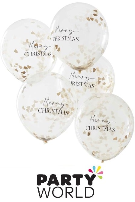 Christmas Holly Confetti Filled Latex Balloons (5pk)