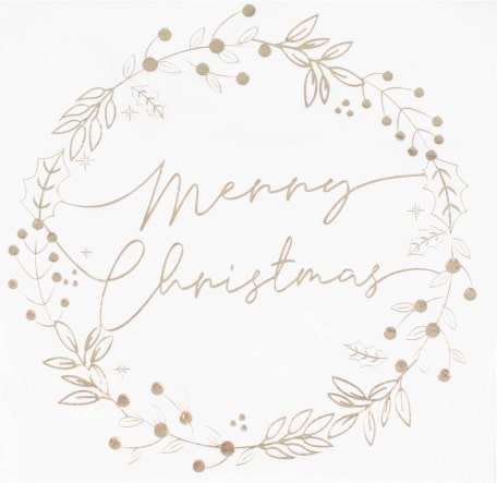 Merry Christmas Touch of Gold Paper Napkins (16pk)