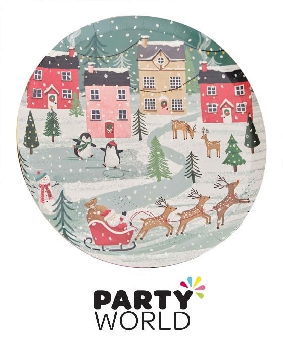 Merry Little Christmas Festive Santa Round Paper Plates (8pk)