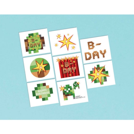 Minecraft TNT Party Temporary Tattoos (8pcs)