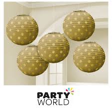 Mini 5inch Paper Lanterns - Gold With Dots (5)