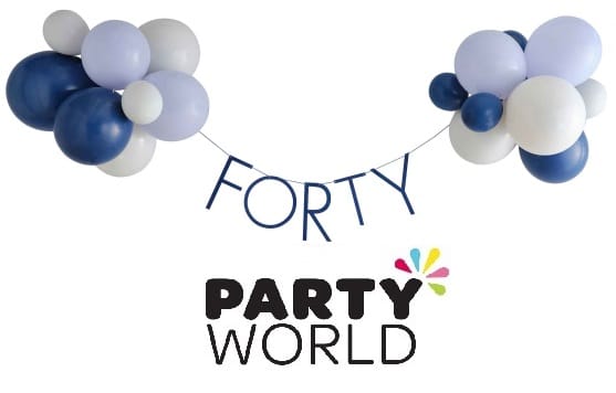 Mix it Up Navy 40th Birthday Milestone Balloon Garland