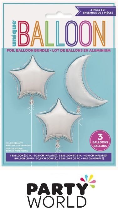Moon And Stars Party Foil Balloon Bundle (3pcs)