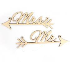 Mr and Mrs Arrow Mini Wedding Wooden Sign