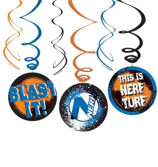 Nerf Party Hanging Swirl Decorations (6pk)