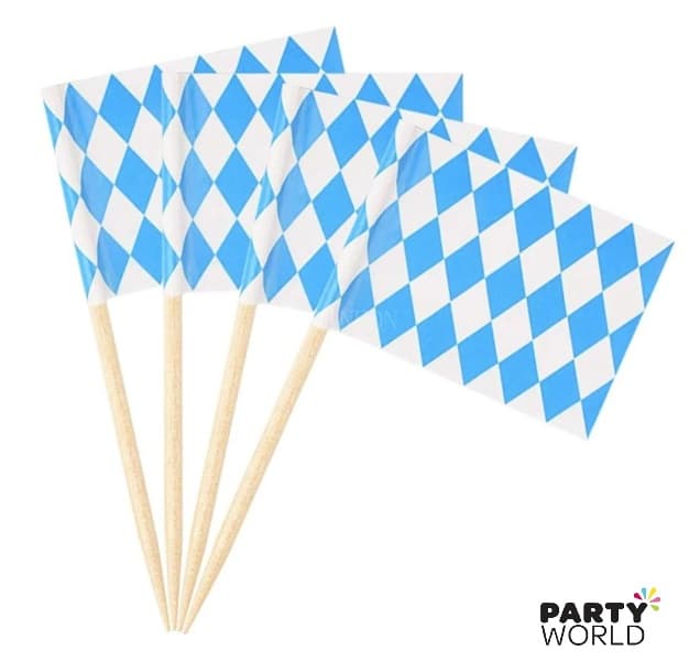 Oktoberfest Party Blue & White Flag Food Picks (12)