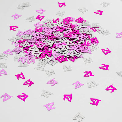 Glitz Birthday 21st Confetti Pink/Silver