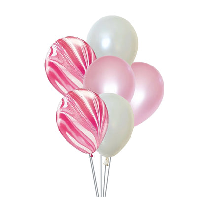 Party Balloons 6pk - Pink Marble Mix