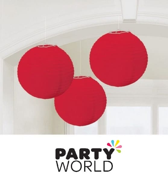 Paper Party Round Lanterns - Red 24cm (3)
