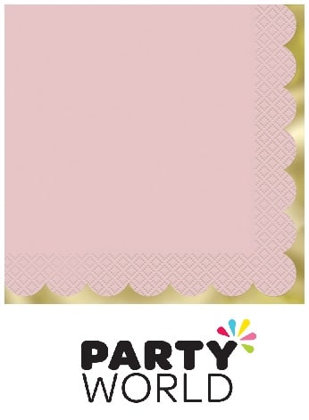 Pastel Pink And Foil Gold Elegant Party Plates 20cm (8pk)